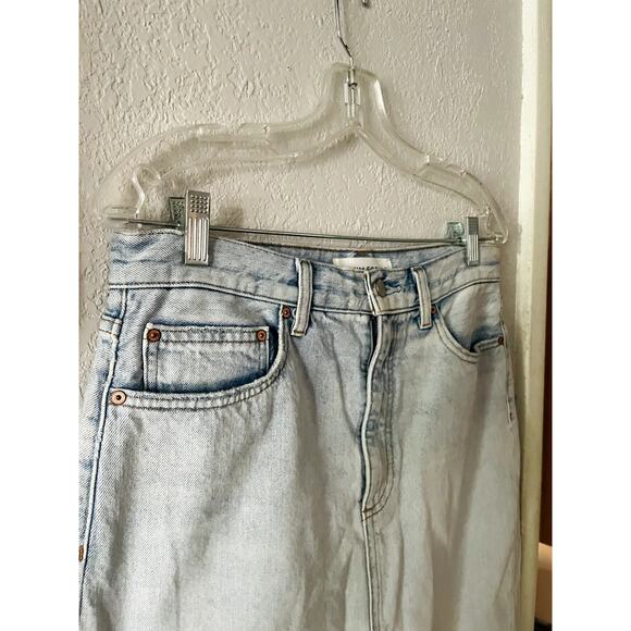 Aritzia Denim Forum 90s Halle Denim Midi Skirt Light Wash Size 29 - Picture 8 of 8